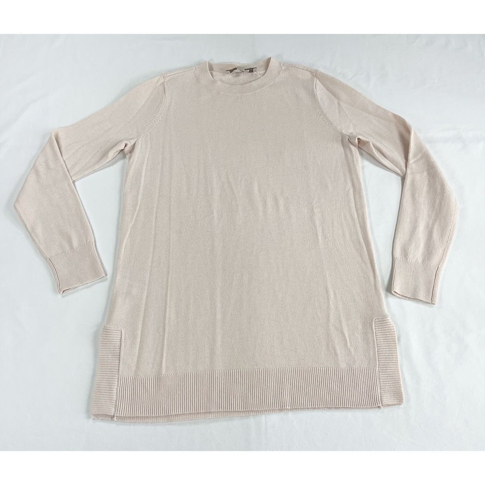 LOFT Tunic Sweater Womens Medium Petite PM Pink Rosebud Side Slit Knit Pullover